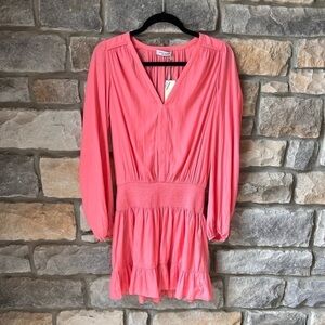 NWT Ramy Brook Coral Smocked Dress Sz XS